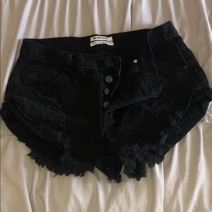 Black Cut-Off Jean Shorts